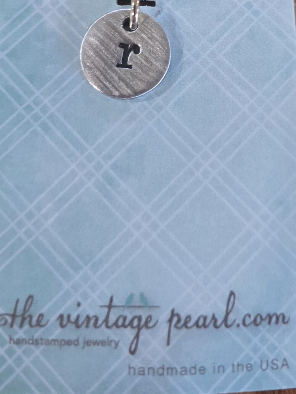 Handstamped Silver Initial 'r' Charm Pendant